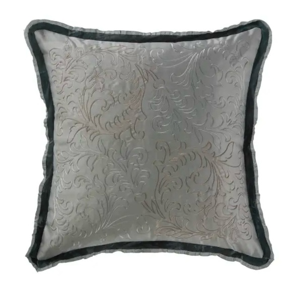 Waterford Ansonia Pewter Decorative Embroidered Throw Pillow 16”x 16” - Picture 1 of 2